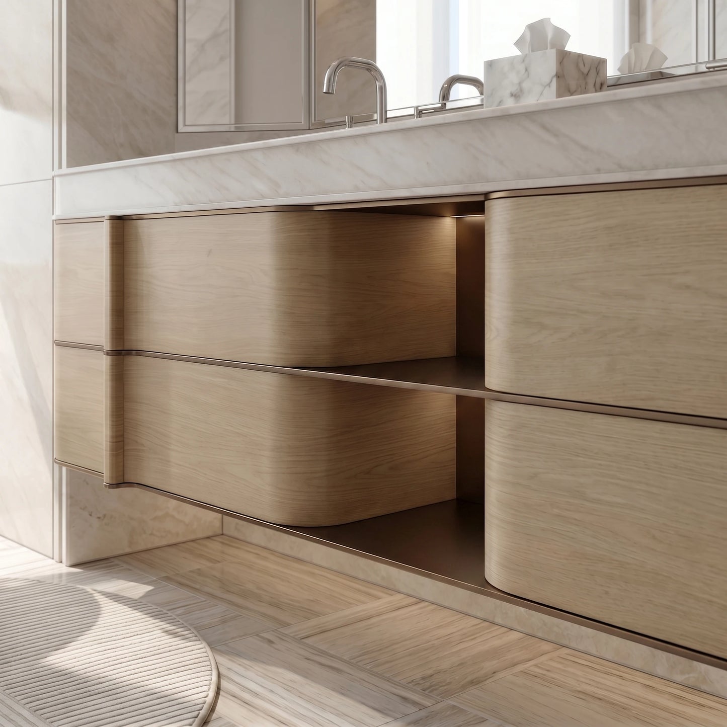 Wall Mounted Bathroom Vanity Set with Double Sink 160-200cm