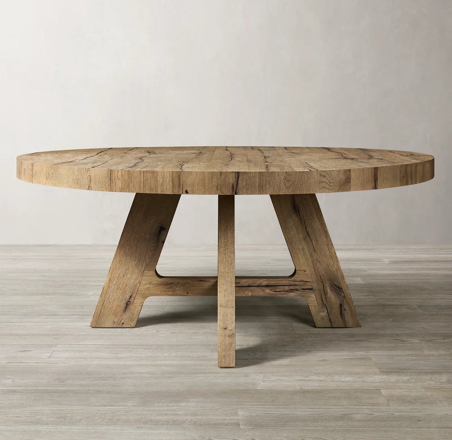 Davos Oak Round Dining Table – French Contemporary Solid Wood | 1600803445186