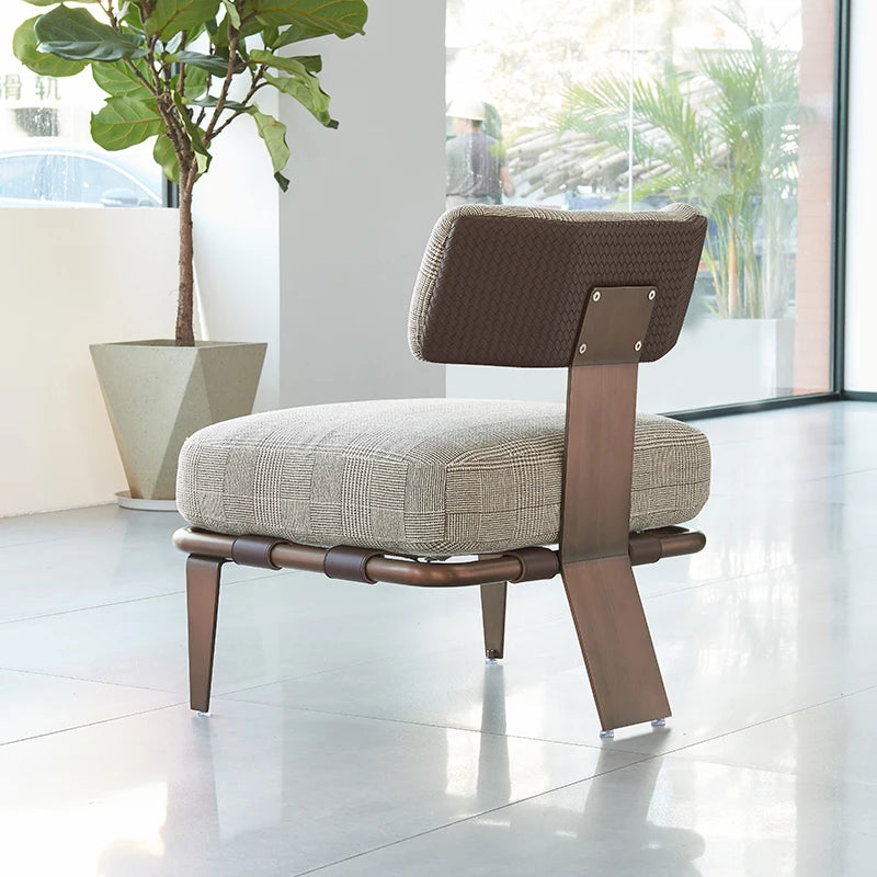 Modern Customisable Fabric Single Sofa with Solid Wood Frame in Light Gray