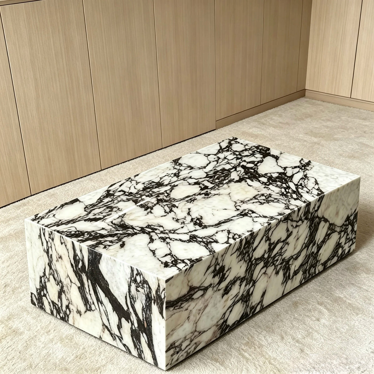 Luxury Calacatta Viola Marble Coffee Table Modern Minimalist Italian Style