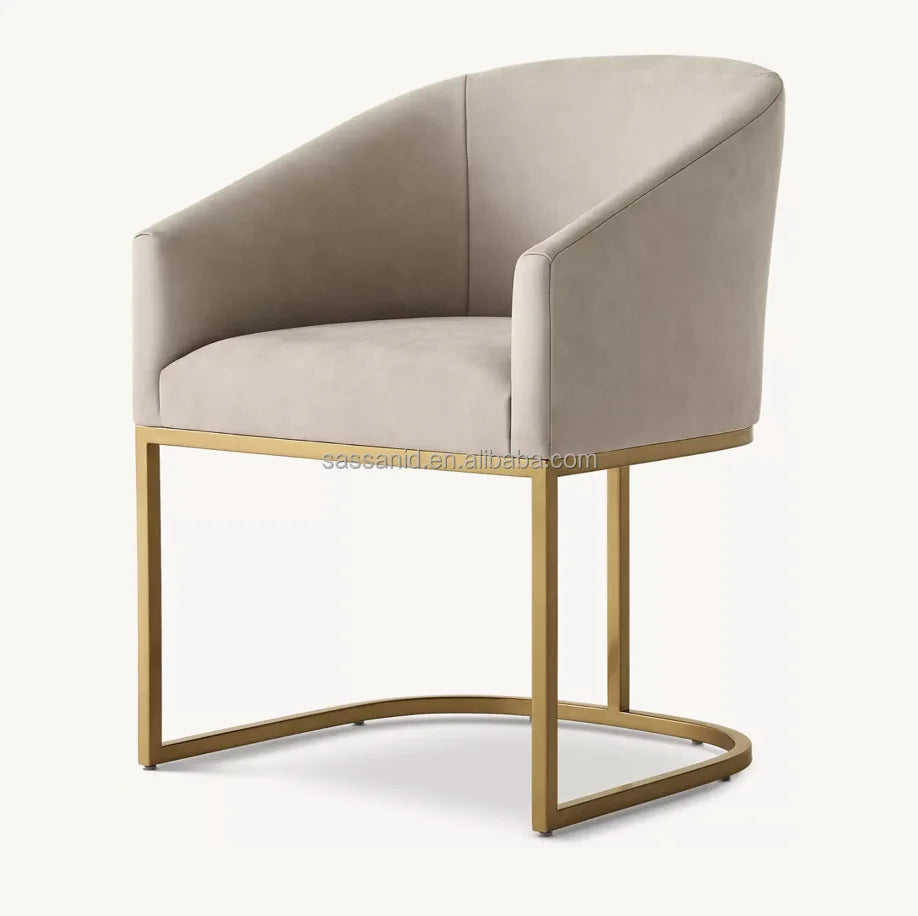 Emery Barrelback Slope Arm Dining Armchair – Midcentury Modern Leather Statement Piece