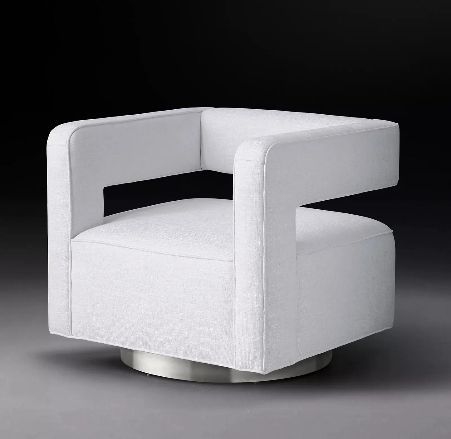 Swivel Chair – Cut-Out Open-Back with Metal Base – European Modern Luxury