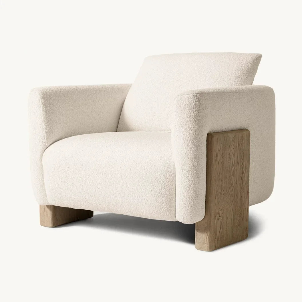 Owen Lounge Chair – Geometric Solid Oak and Leather Statement Piece