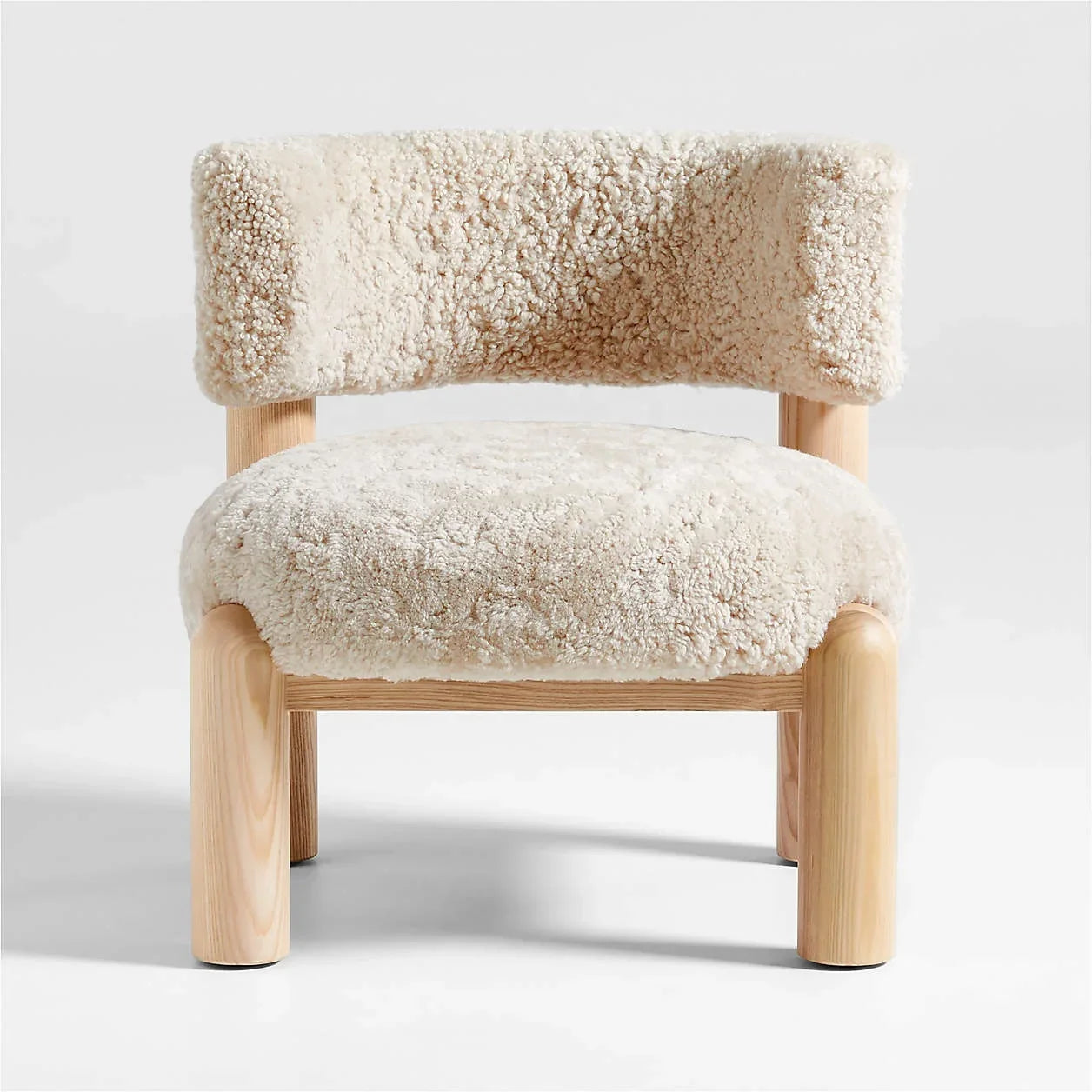 Harper Shearling Accent Chair – Modern Oak Frame Statement Piece