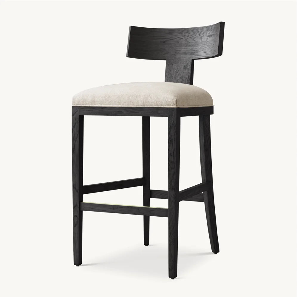 Klismos Bar Stool – Sculptural Form Black Solid Oak European Designer Piece