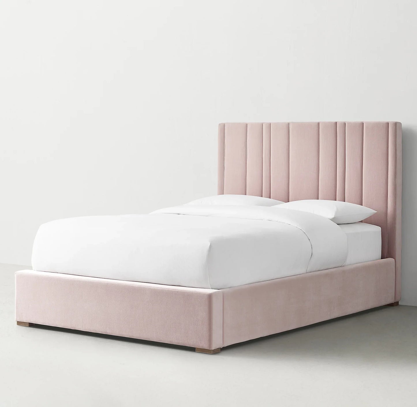 Teagan Upholstered Platform Bed – Tufted Pink Berkshire Leather Statement Piece