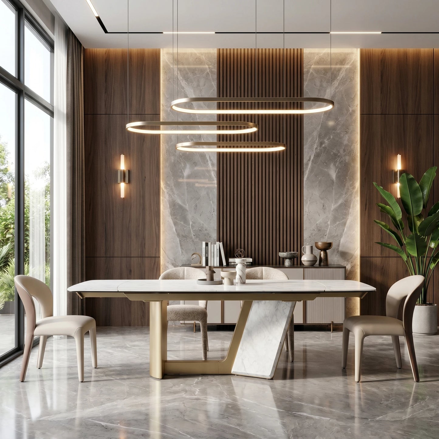 Luxury 1601769243618 Sintered Stone Extendable Dining Table Modern Italian Style for Villa
