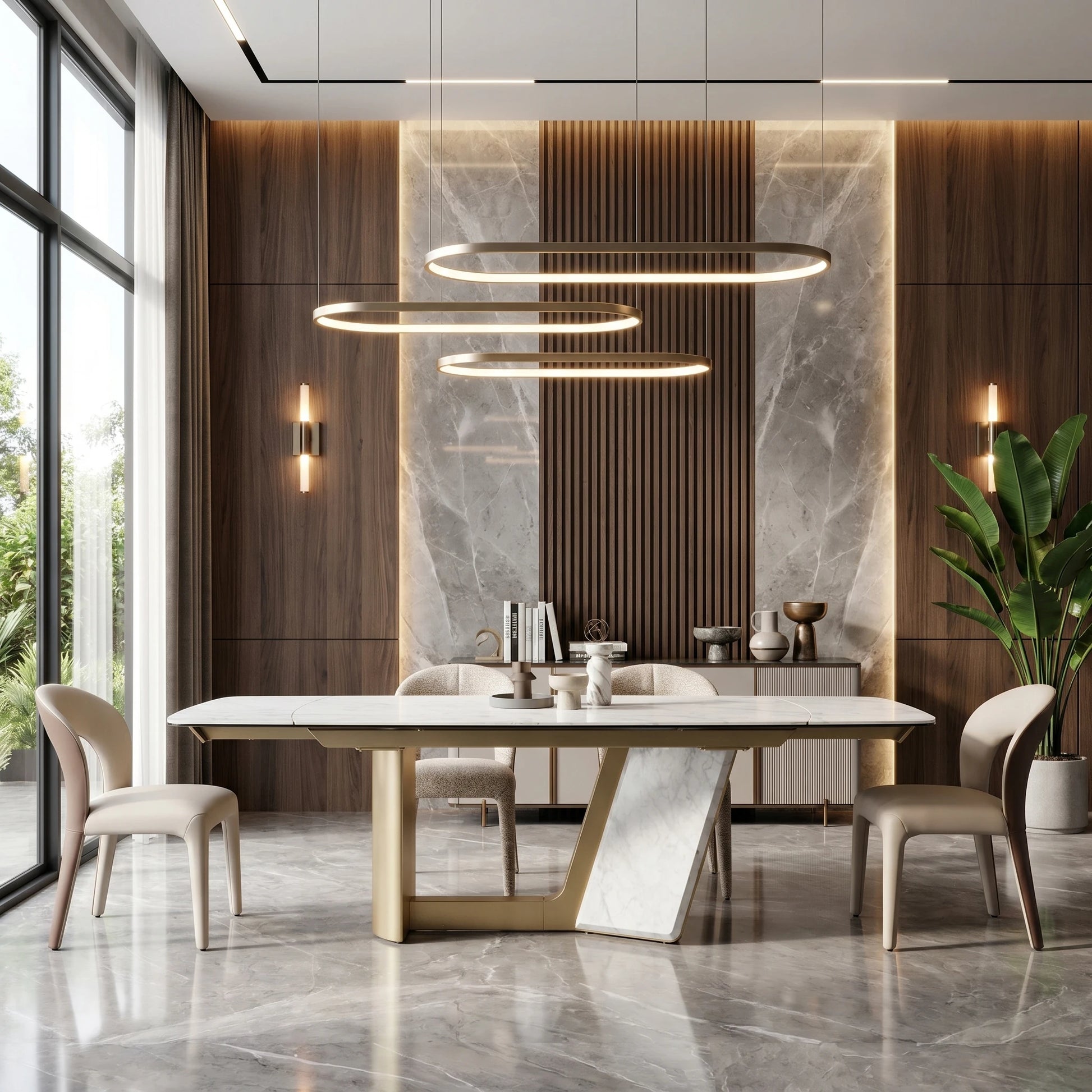 Luxury 1601769243618 Sintered Stone Extendable Dining Table Modern Italian Style for Villa