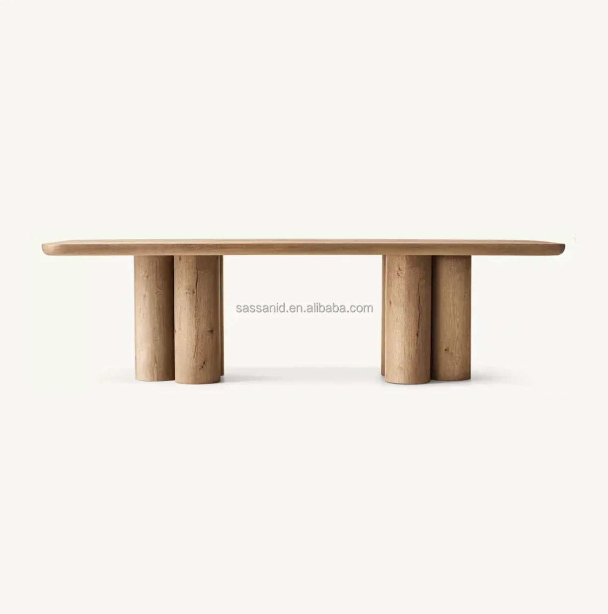 Oslo Rectangular Dining Table – Solid Oak Cylinder Base – Contemporary Designer