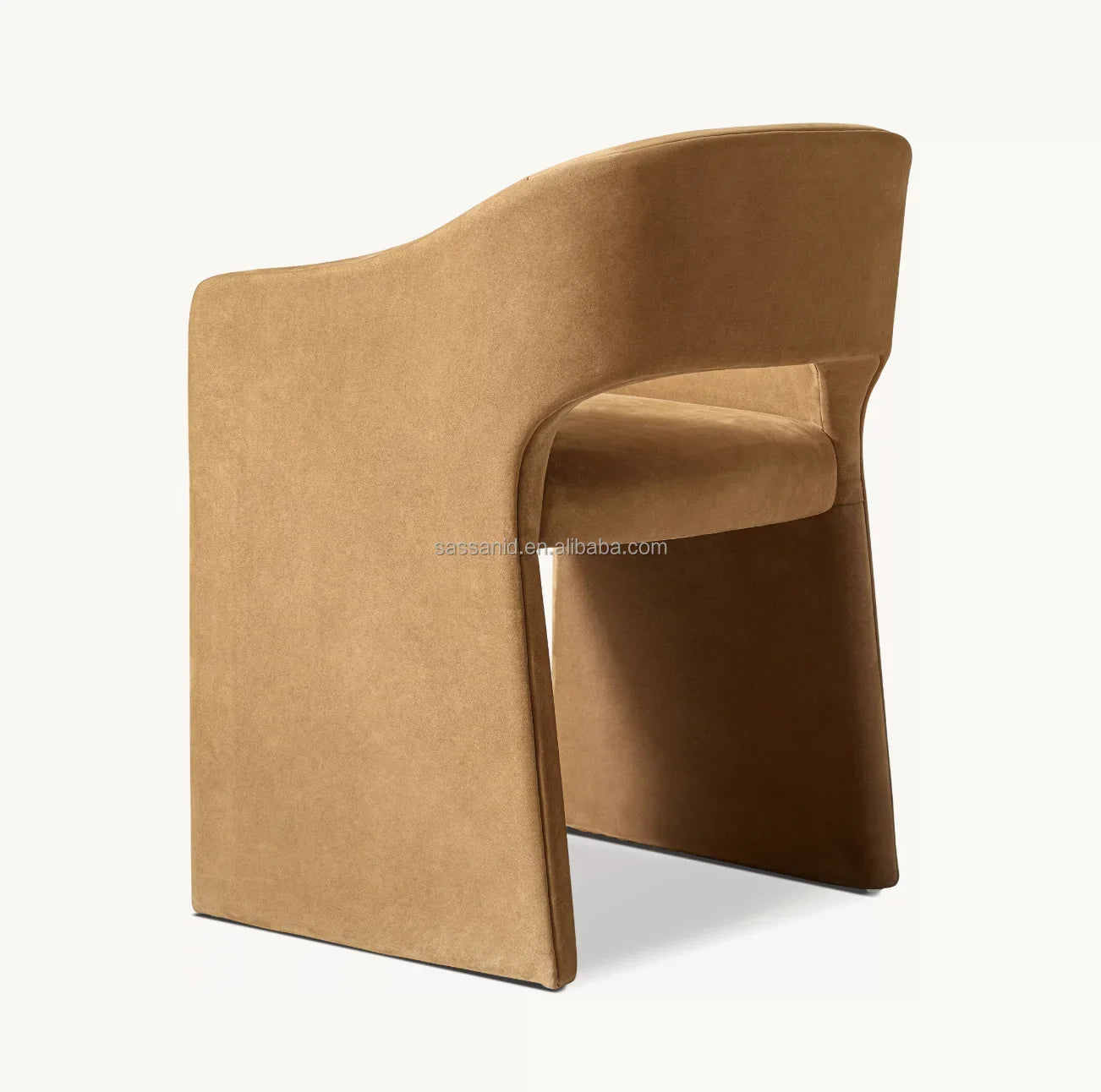 Dining Armchair – Postmodern Design – Camel Leather & Oak – Statement Piece