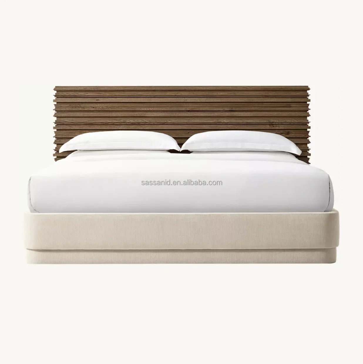 Neoclassical Swedish Panel Bed – Weathered Oak Modernist Statement Piece by Re Home
