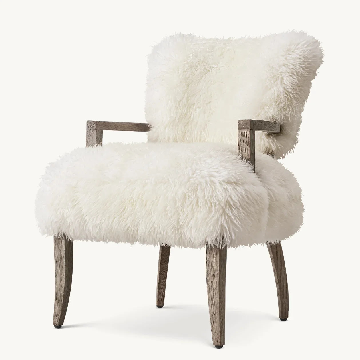 French 1940s Dining Armchair – Sheepskin & Solid Oak Contemporary Luxury
