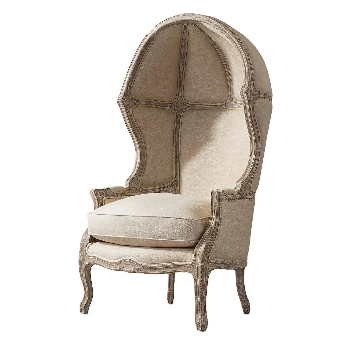 French Versailles Wingback Armchair – Upholstered Linen Statement Piece
