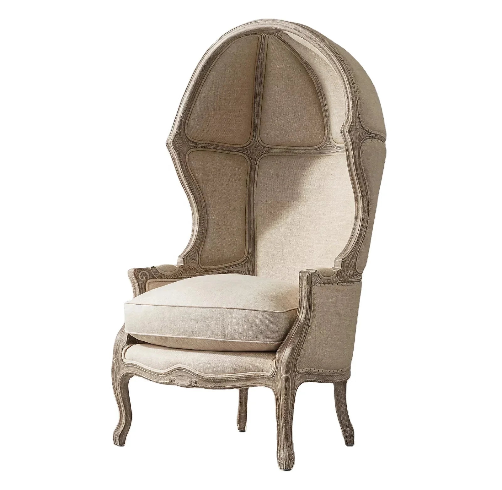 French Versailles Wingback Armchair – Upholstered Linen Statement Piece