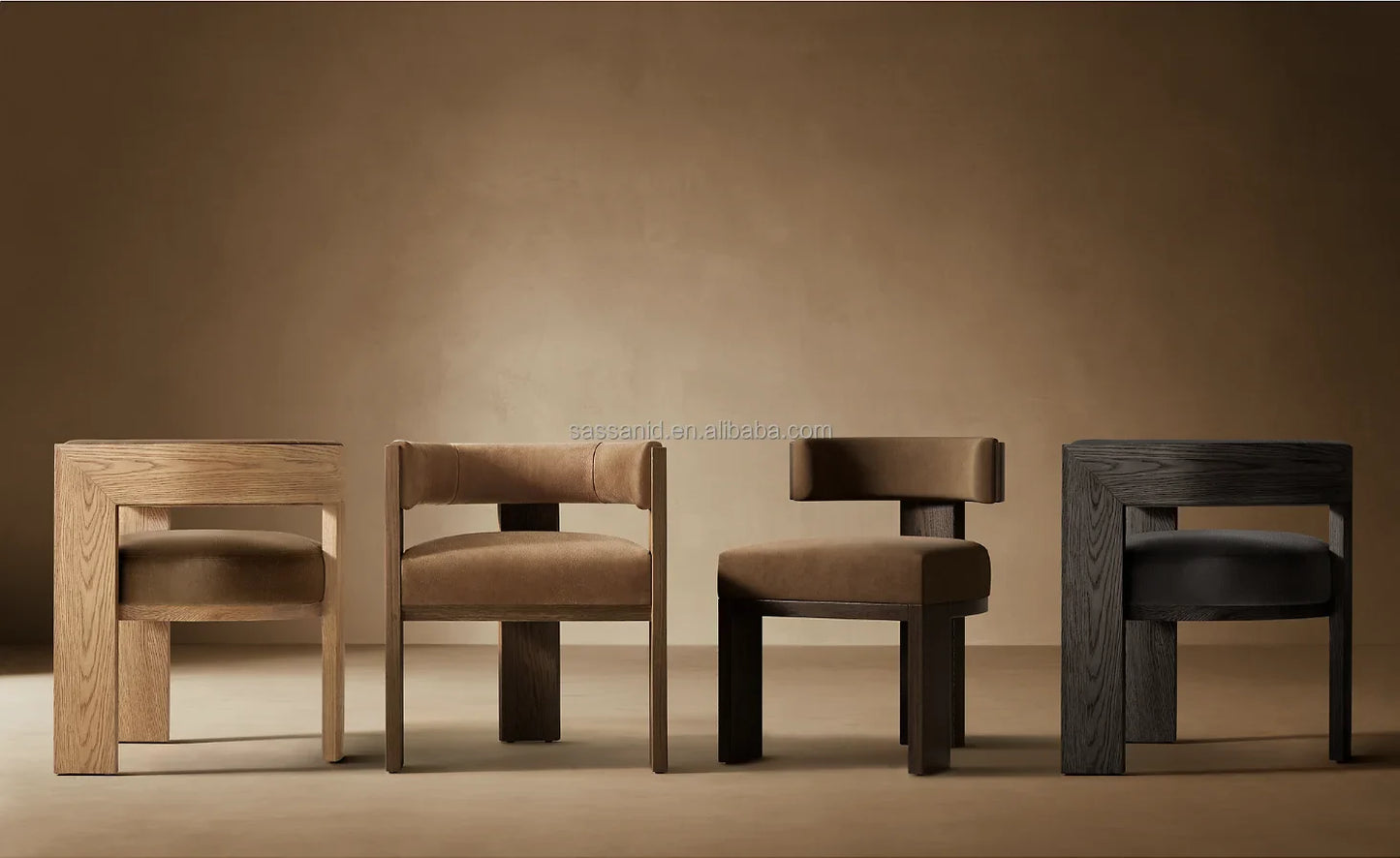 Dining Chair – Contemporary Solid Oak & Leather Mid-Century Piece