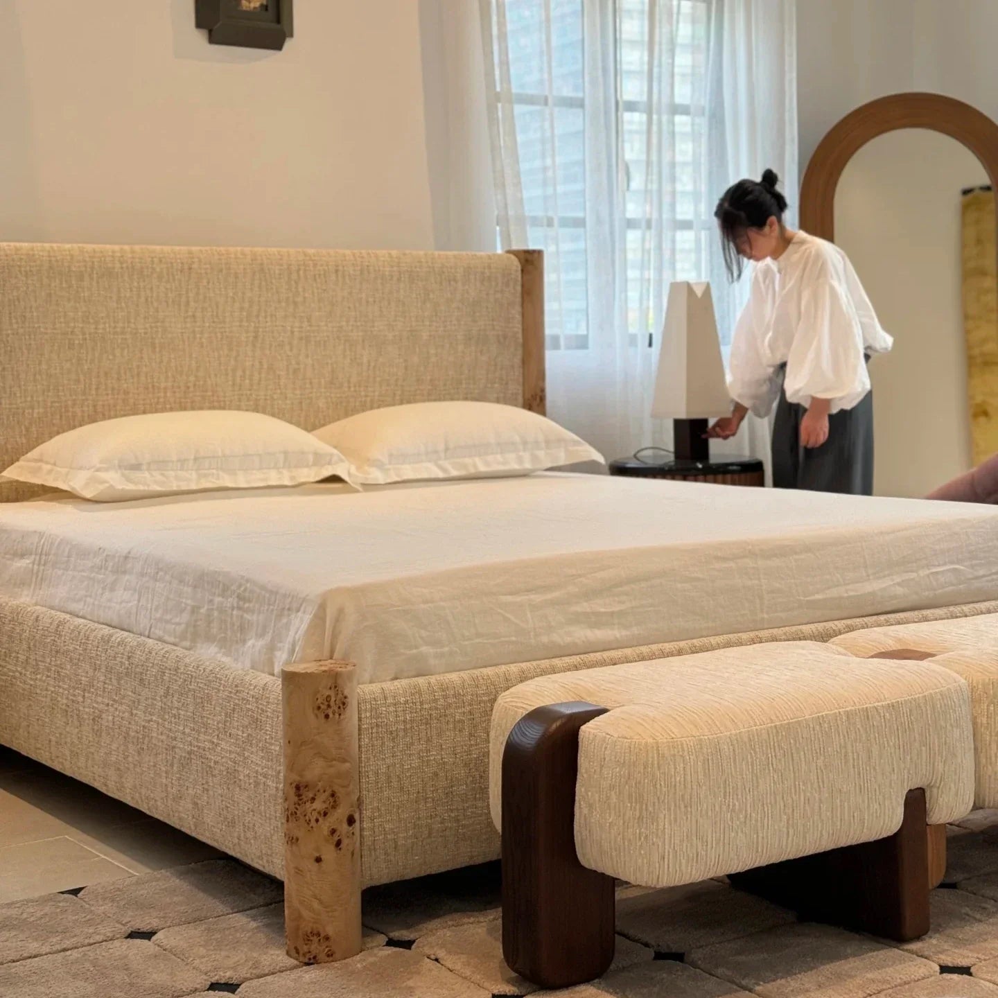 French Upholstered Bed – Retro Soft Bag Design in Premium Fabric