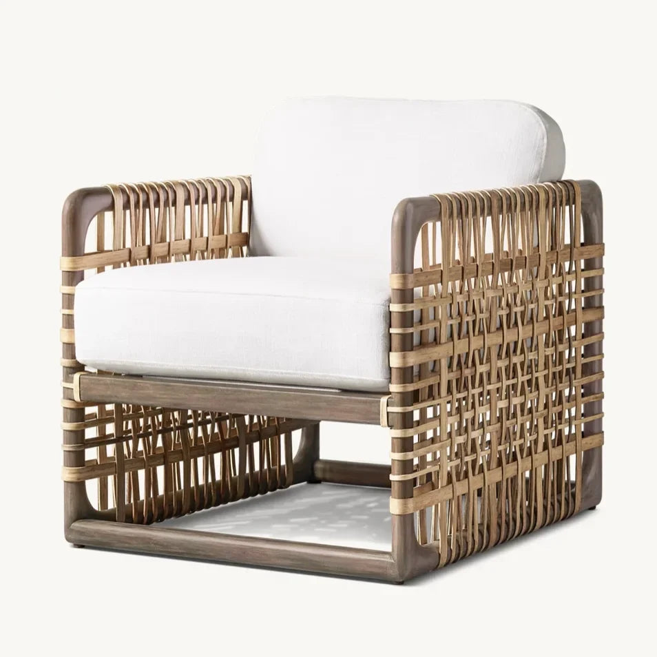French Art Deco Lounge Chair – Mahogany and Rattan Statement Piece