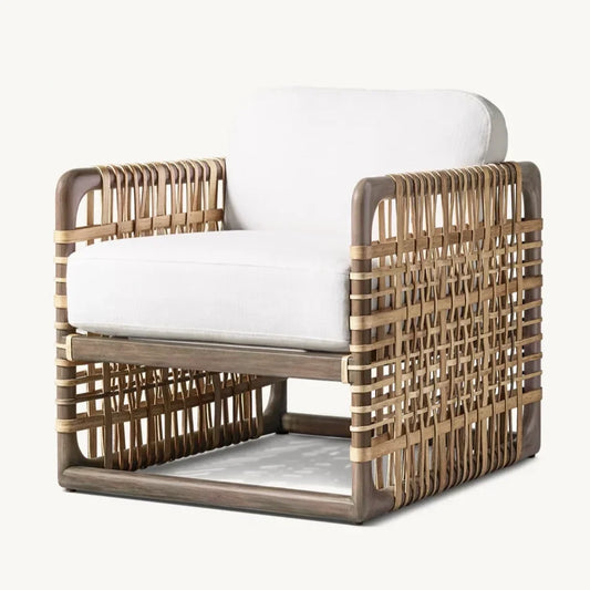 French Art Deco Lounge Chair – Mahogany and Rattan Statement Piece