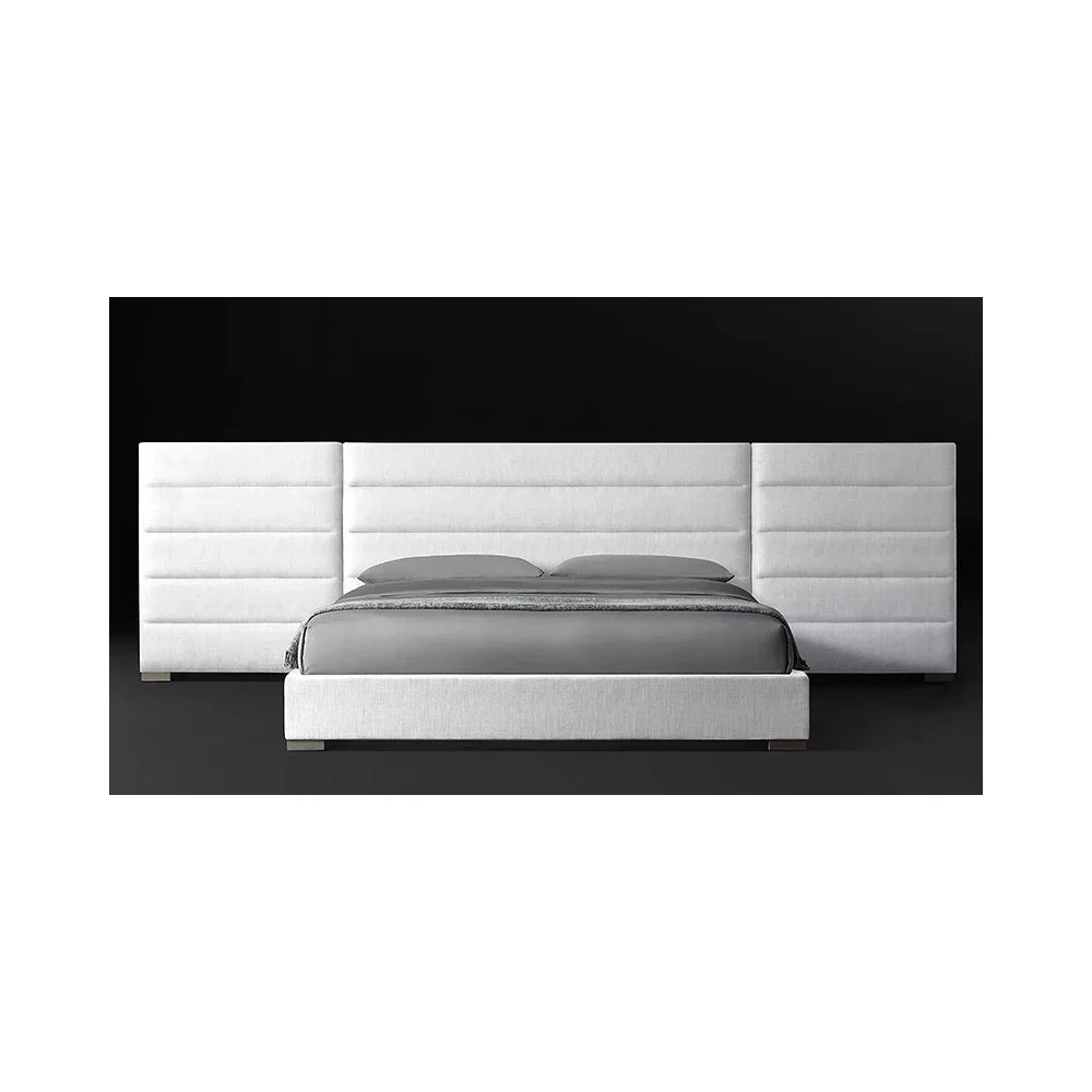 Sculptural Platform Bed – Performance Texture Fabric Upholstered Statement Piece