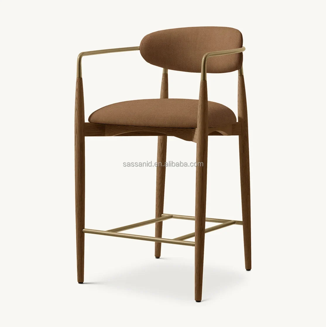 Viscount Midcentury Modern Stool – Oak and Performance Fabric Statement Piece | 1601678544292
