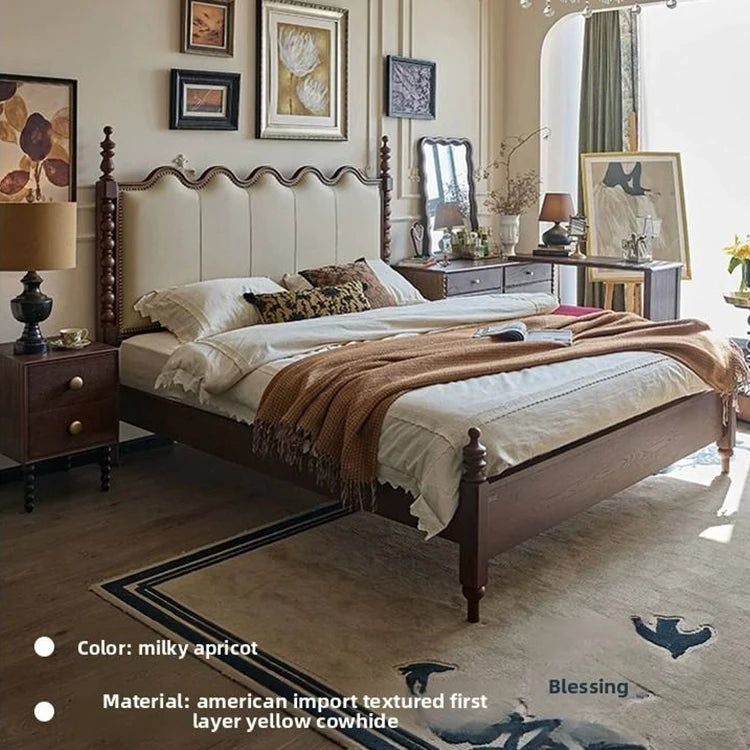 Luxury YZ-C08# Solid Oak Wood Bed Frame Modern Italian Style for Villa