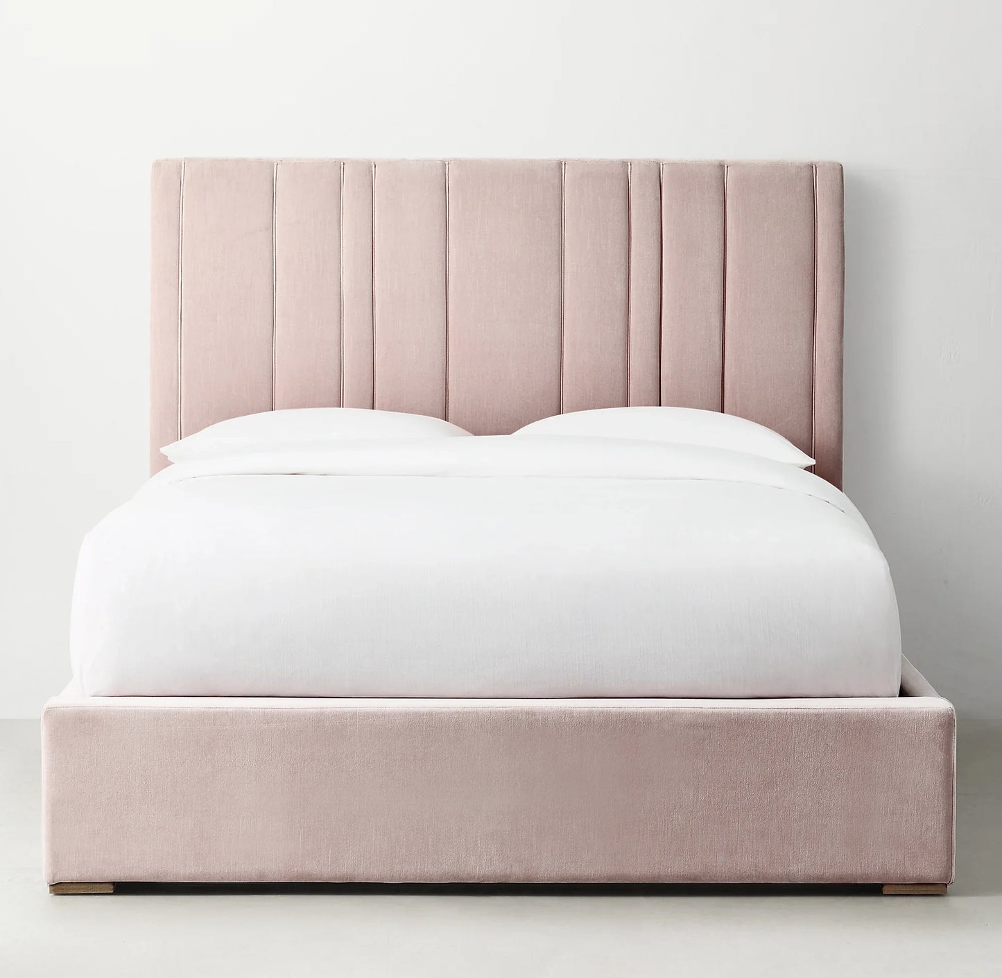 Teagan Upholstered Platform Bed – Tufted Pink Berkshire Leather Statement Piece