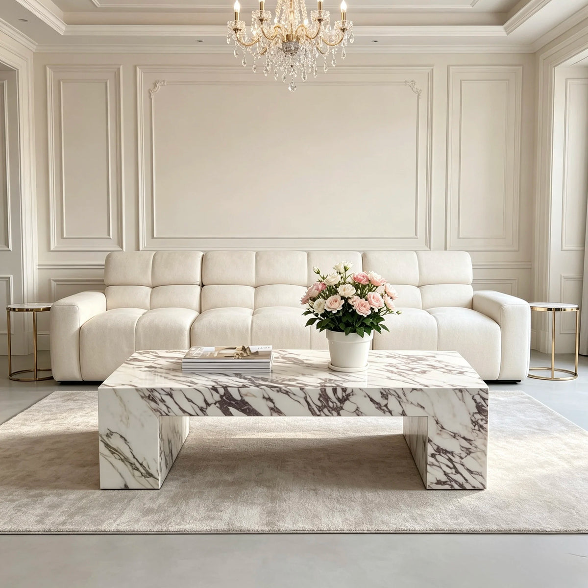 Luxury Calacatta Viola Marble Coffee Table Modern Italian Style for Villa