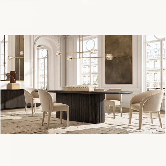 Mulholland Pedestal Rectangular Dining Table – American Oak Contemporary Statement Piece