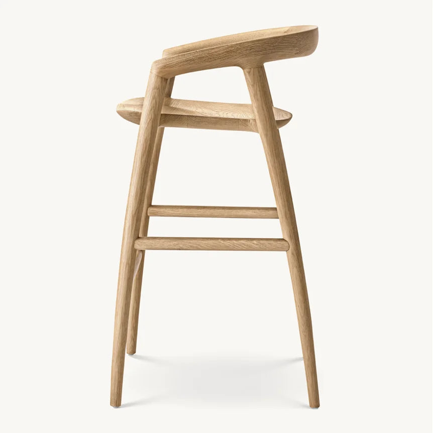 Luka Solid Oak Barstool – Scandinavian Modern Upholstered Counter Stool