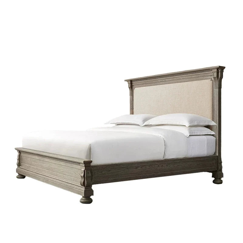 Upholstered Platform Bed – Solid Birch Wood Master Bedroom Statement | 26-171