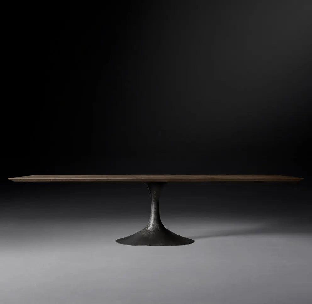 Extendable Rectangular Dining Table – Walnut Metal Midcentury American Statement Piece