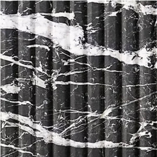 Byron Reeded Stone Round Dining Table – Nero Marquina Marble Sculptural Statement Piece