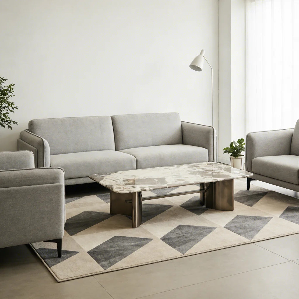 Modern Minimalist Marble Top Metal Base Coffee Table Elegant Luxury Italian Style for Villa