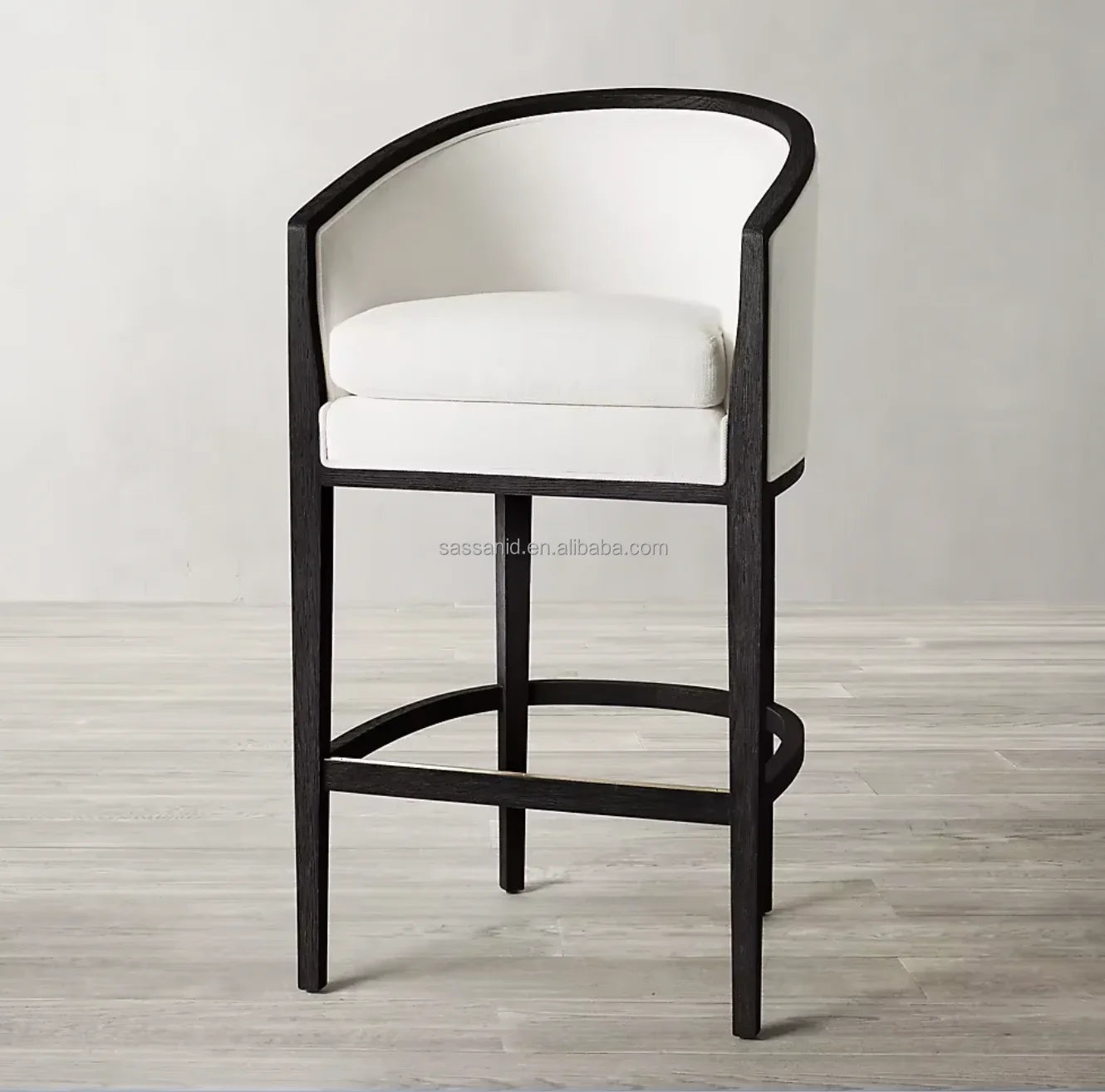 Dixon Bar Stool – Mid-Century Modernism Solid Oak and Fabric