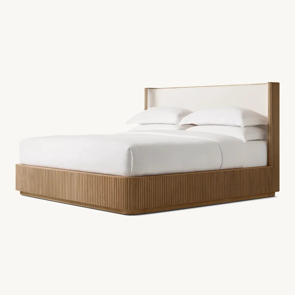 Shelter Bed – Upholstered Headboard with Oak Frame Byron Postmodern