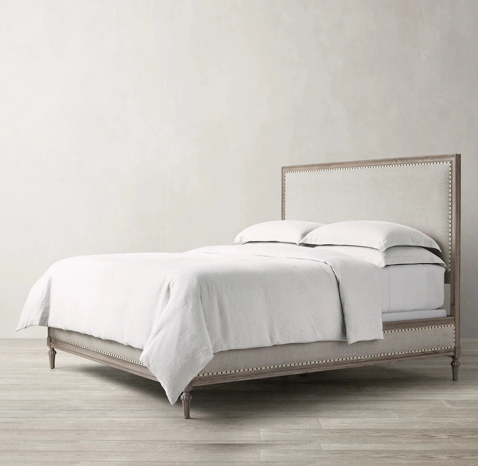 Upholstered Bed – French-style Solid Larch Wood American Retro Design