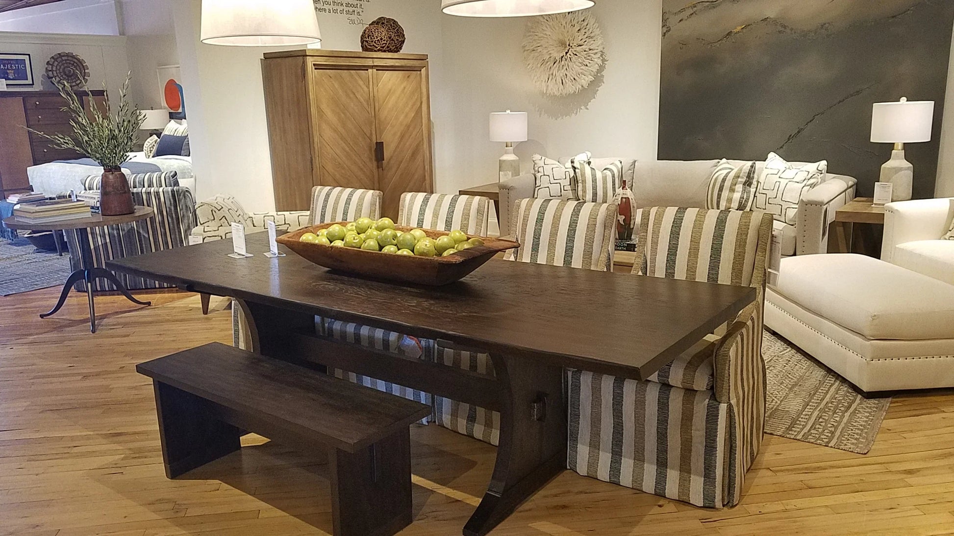 Dining Table – Trestle Base Walnut Finish Contemporary Farmhouse | 103389622278