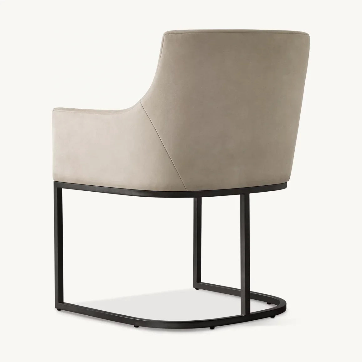 Emery Curved-Back Dining Armchair – Solid Oak and Leather Statement Piece
