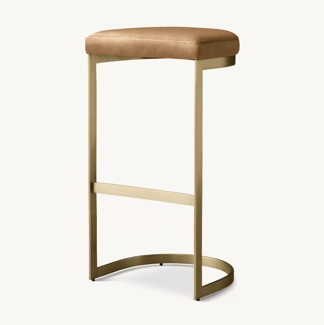Italian Designer Bar Stool – Polished Stainless Steel Luxury Counter Stool
