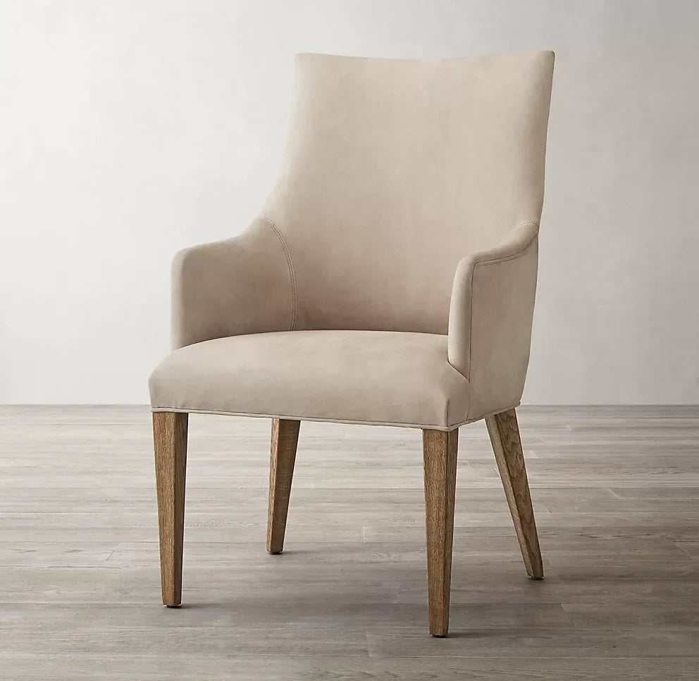 Mid-Century Leather Dining Chair – Solid Oak Geometric Statement Piece