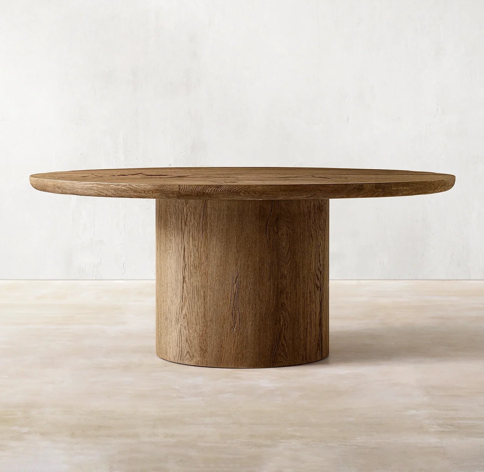 Pedestal Round Dining Table – Mid-century European Solid Oak Statement Piece