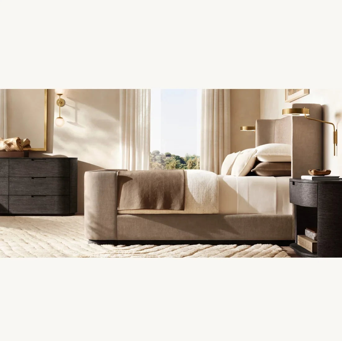Shelter Platform Bed – Sculptural Brushed Oak Statement Piece | 1600970039606