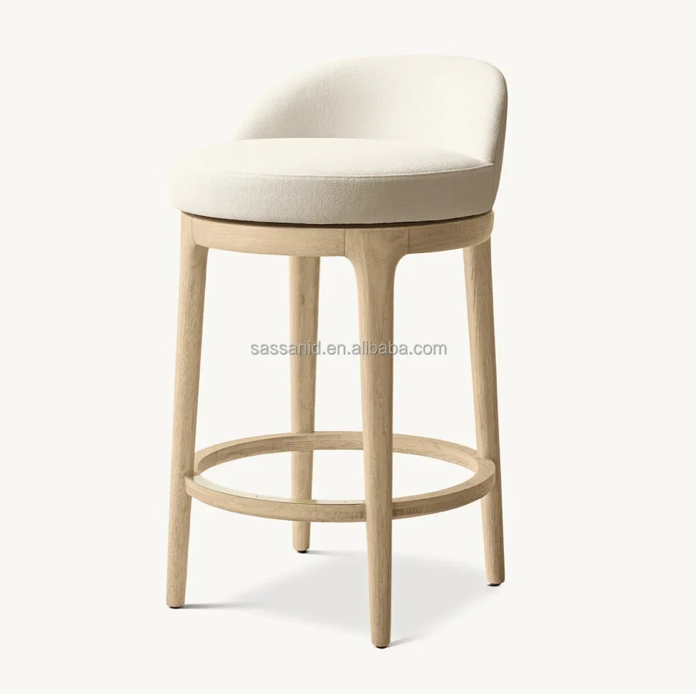 Midcentury Swivel Bar Stool – Solid Oak Minimalist European Design Statement Piece