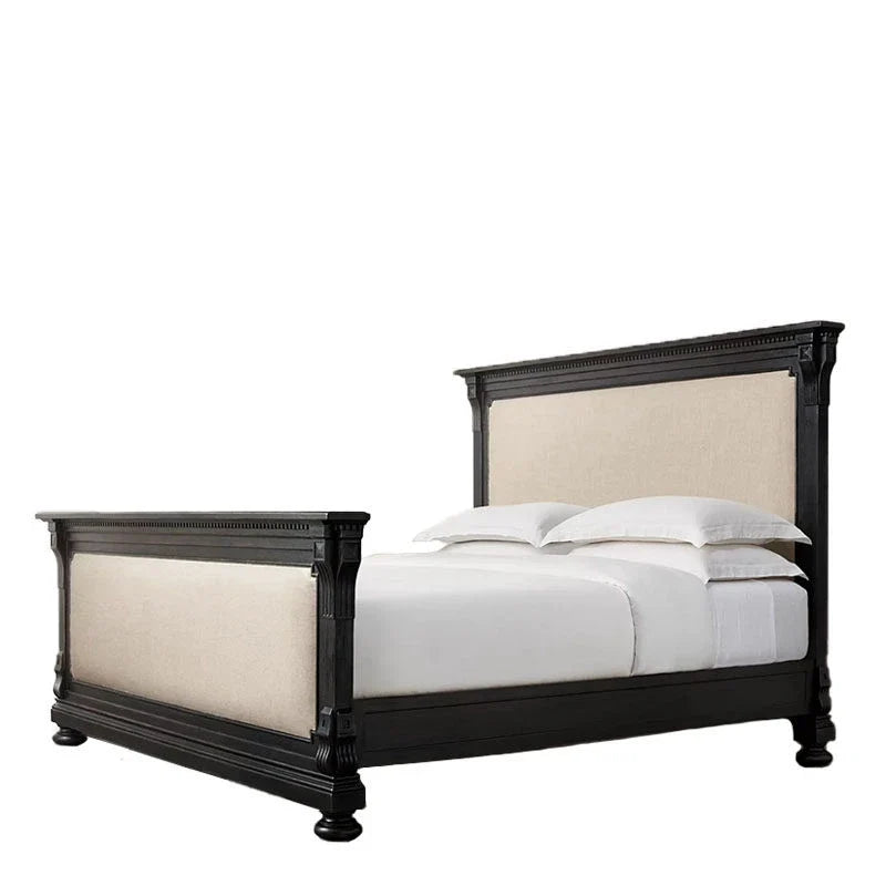 Upholstered Platform Bed – Solid Birch Wood Master Bedroom Statement | 26-171