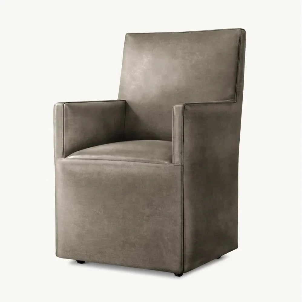 Ellison Dining Armchair – High-Back Leather Track Arm Statement Piece