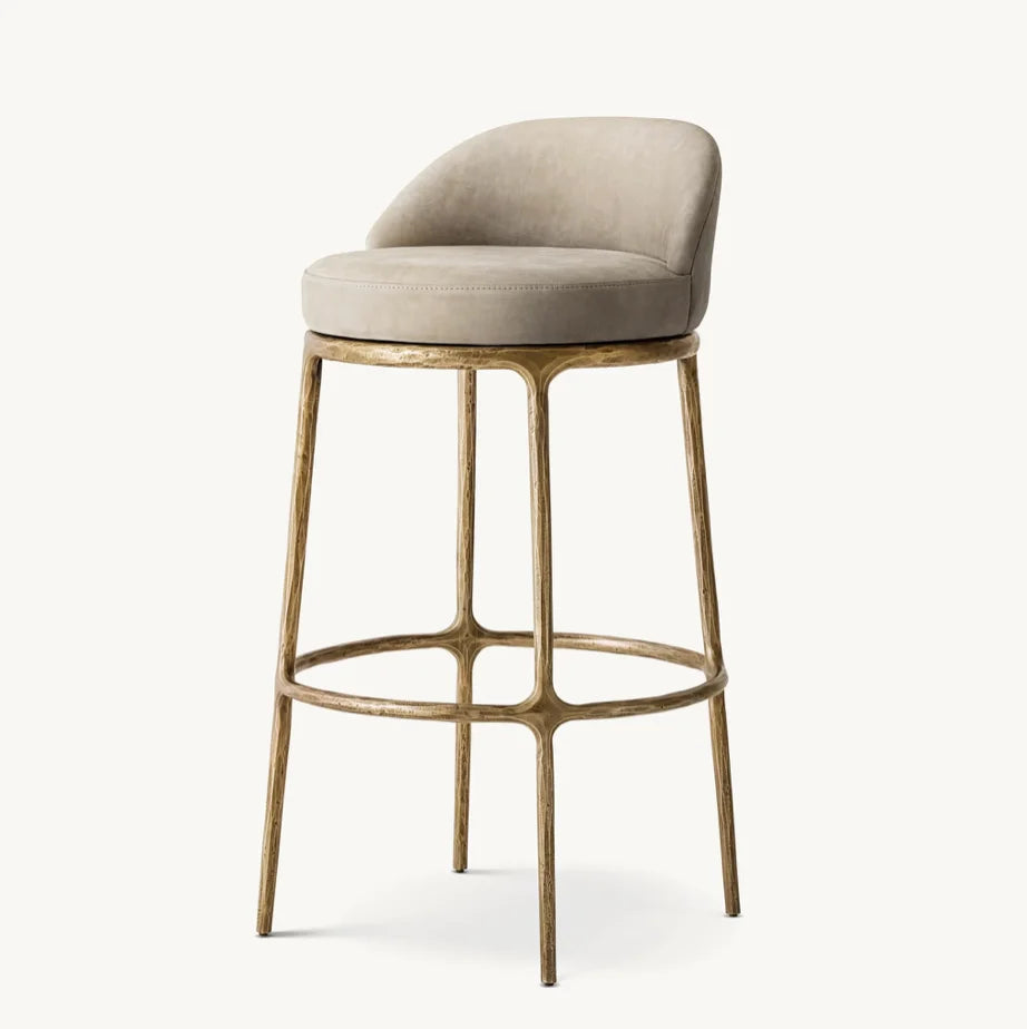 Swivel Bar Stool 36in – Vintage Hand Forged Leather & Solid Wood Modern Seating | 1600899710049