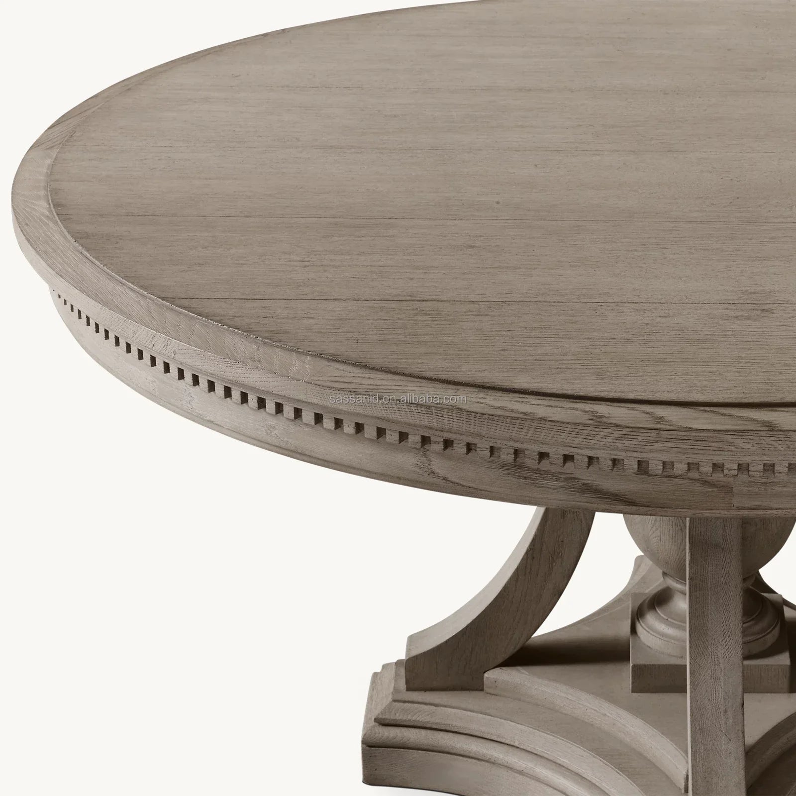 St. James Round Dining Table – Hand-Carved Architectural Hardwood Statement Piece
