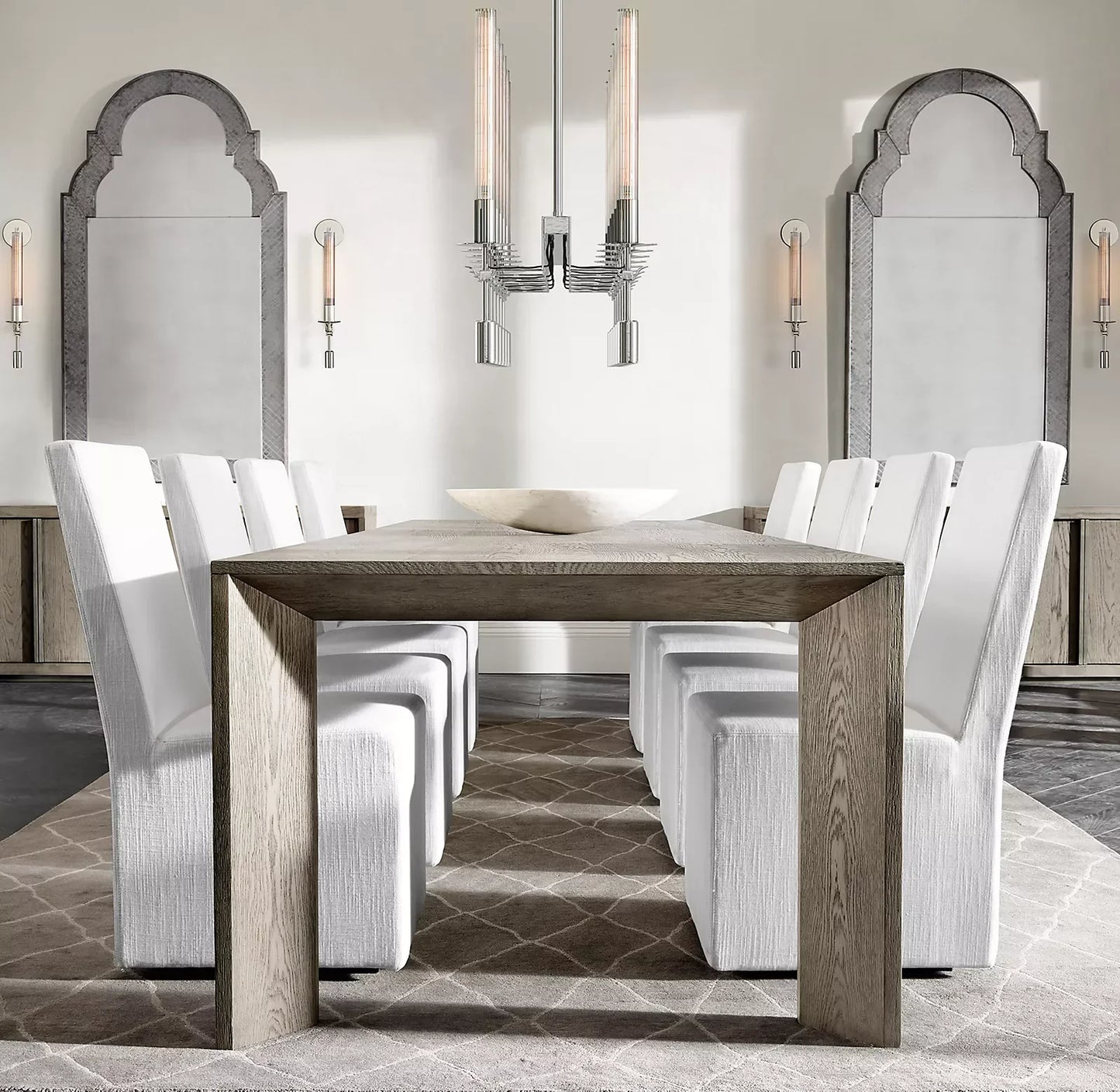 Dining Table, Rectangular Solid Oak, European Design, Luxury