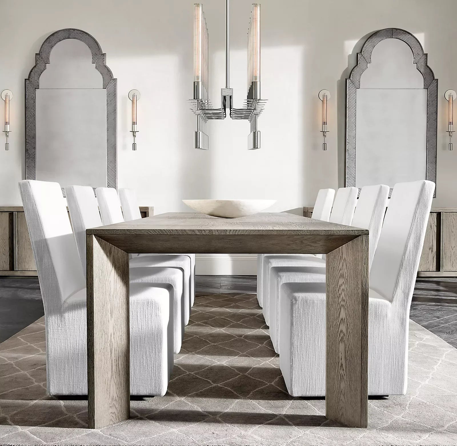Dining Table, Rectangular Solid Oak, European Design, Luxury