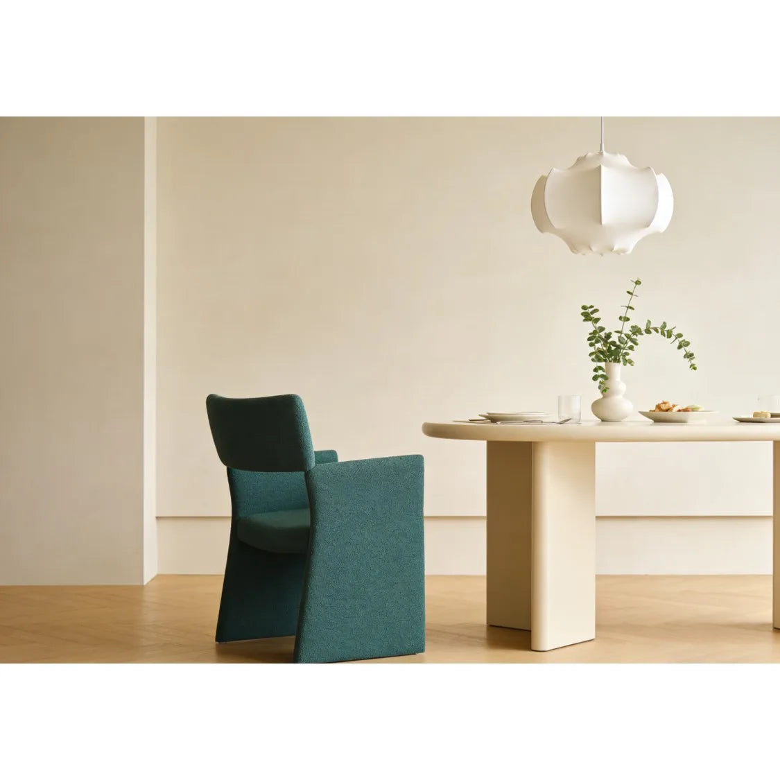 Modern High Backrest Dining Chair with Cotton Upholstery